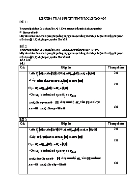 Đề kiểm tra 15 phút Hình học 11 Chương I